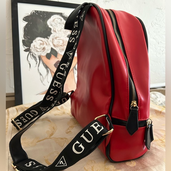 Guess Marisoll Red Gym Logo Small Backpack Bag - Picture 3 of 7